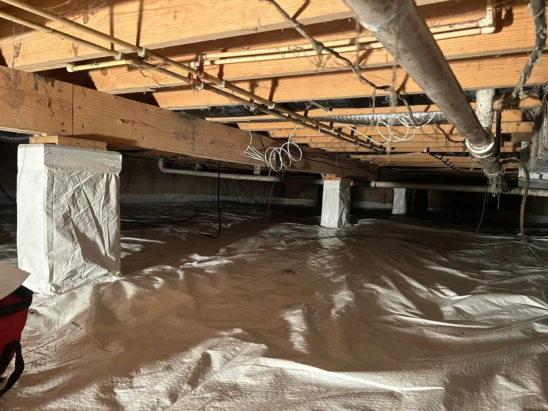 Membrane covering a crawl space floor